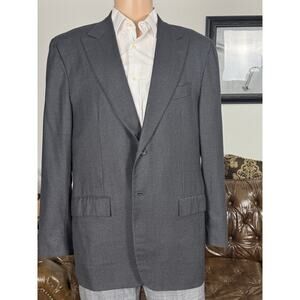 Kiton Napoli Charcoal Flannel Wool Sportcoat Blazer Men’s 56 IT/46 US Peak Lapel